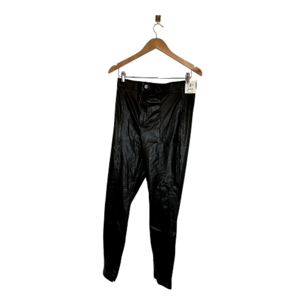 New Women's Zara Black Faux Leather Legging Pants Size: Large